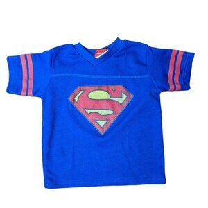 Vintage 90s Boys Superman Jersey Blue Red size 2 T